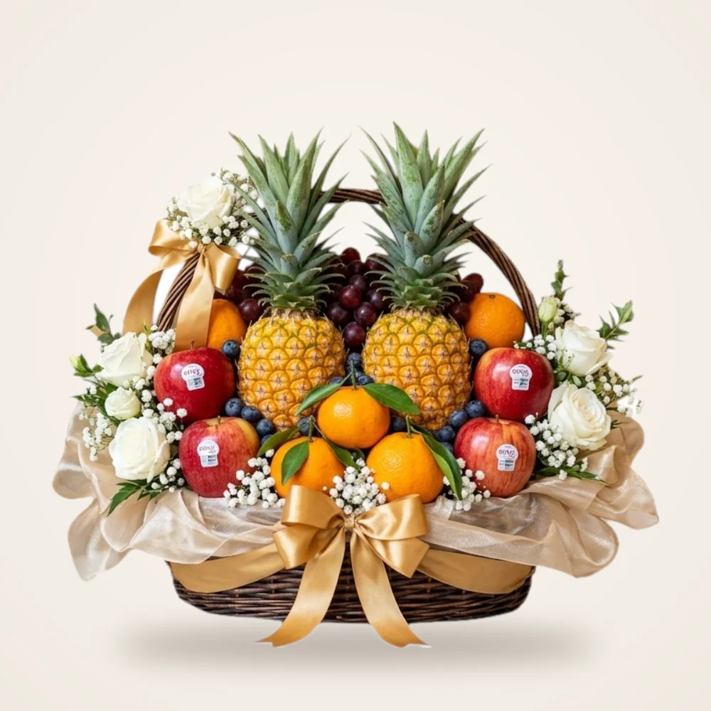 Premium double pineapple fruit basket